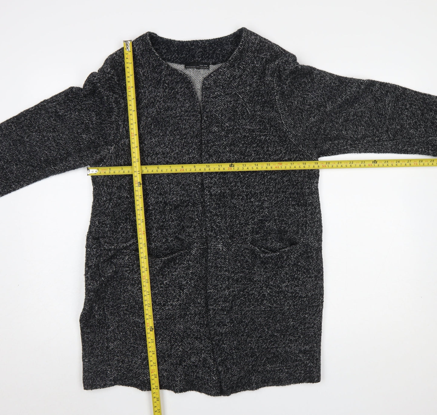 Zara Women Grey Long Sleeve Knit Open Cardigan Size 12