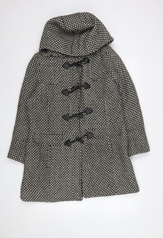 Autonomy Womens Black Wool Blend Mid-Length Duffle Coat Size 16