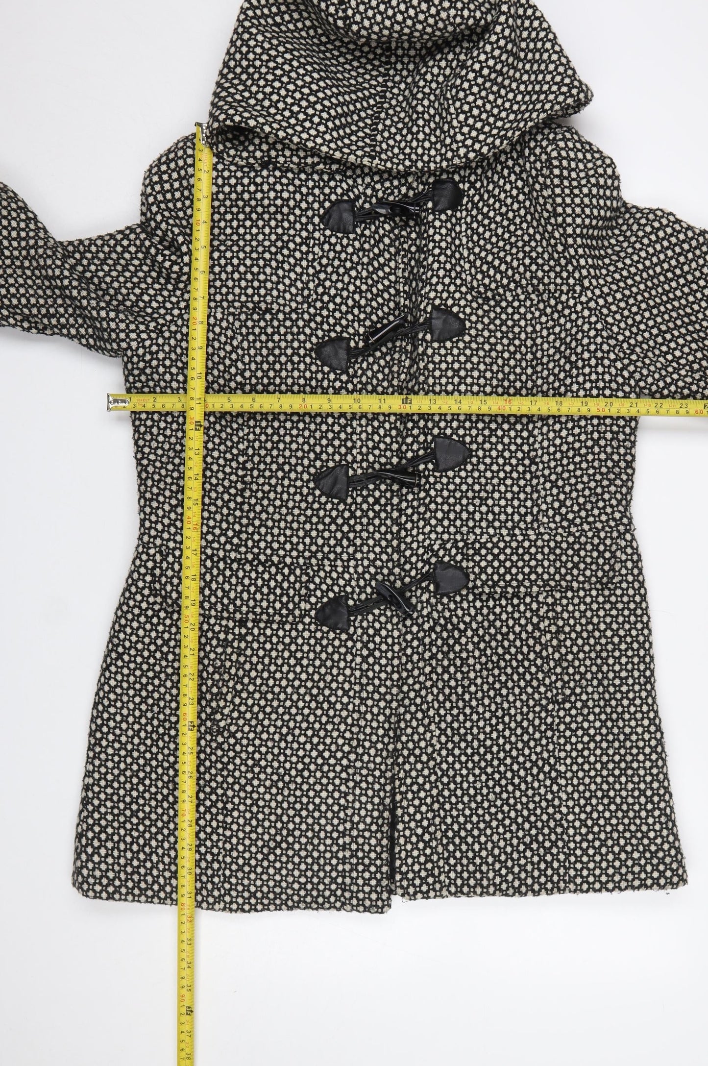 Autonomy Womens Black Wool Blend Mid-Length Duffle Coat Size 16