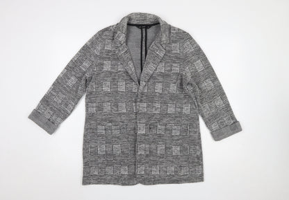 F&F Women Grey Check Single-Breasted Blazer Jacket Size 12
