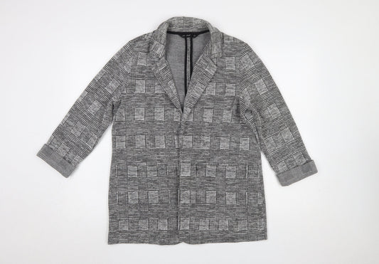 F&F Women Grey Check Single-Breasted Blazer Jacket Size 12