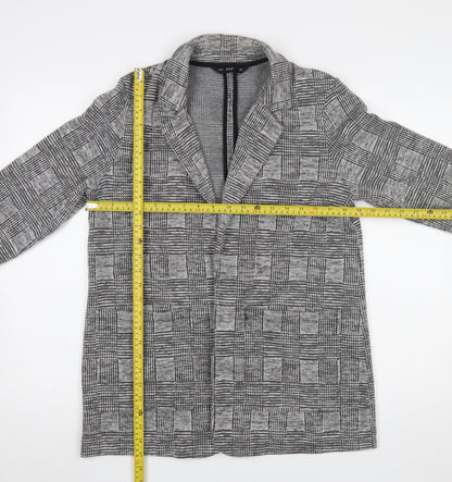 F&F Women Grey Check Single-Breasted Blazer Jacket Size 12