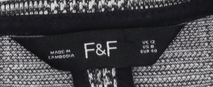 F&F Women Grey Check Single-Breasted Blazer Jacket Size 12