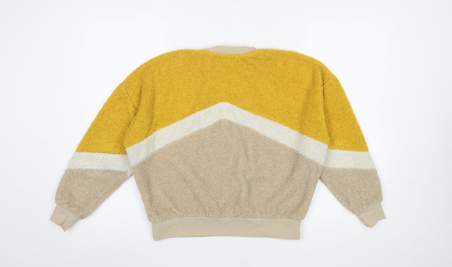 New Look Women's Beige Yellow Colourblock Pullover Sweatshirt UK 8
