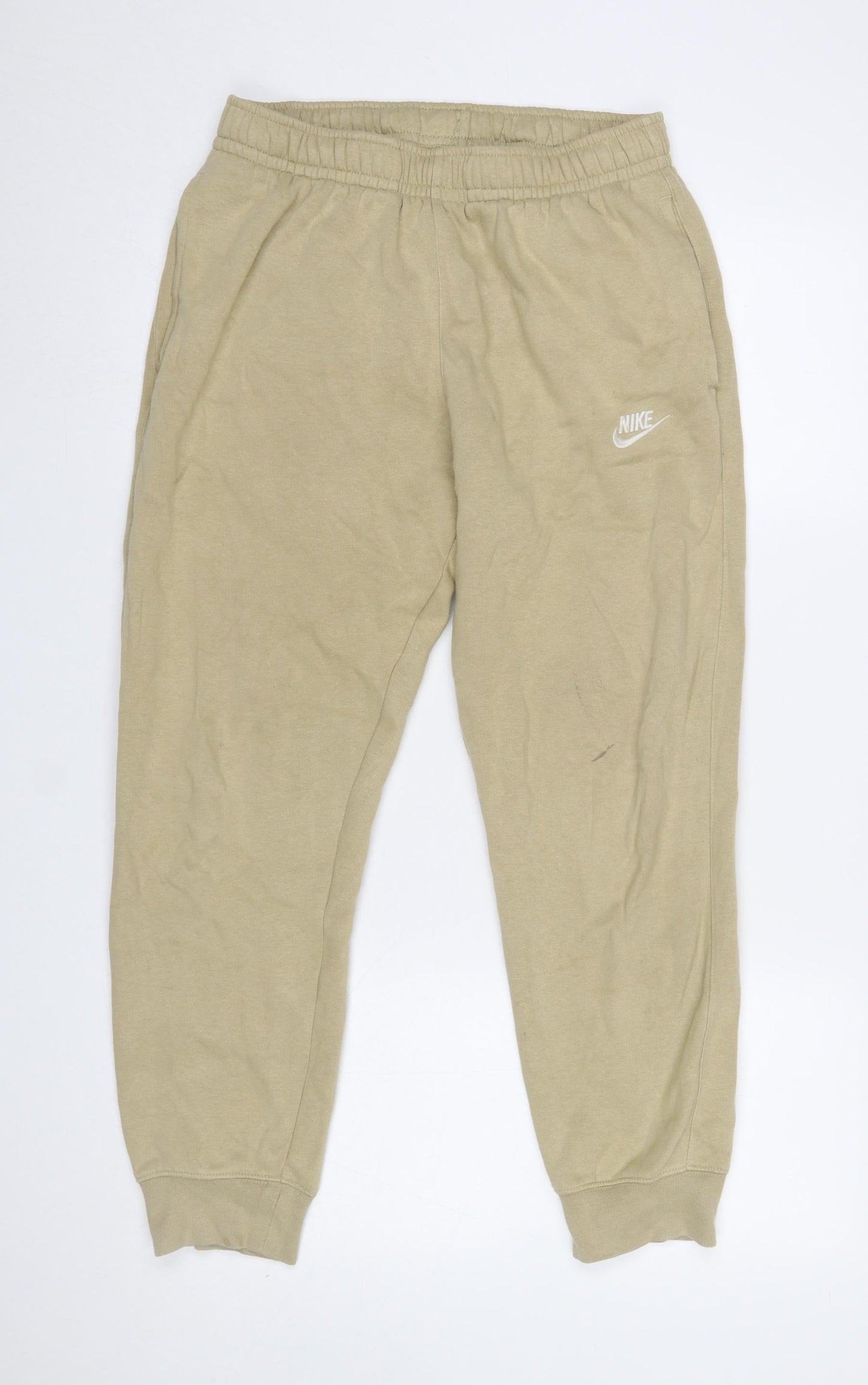 Nike Men's Beige Jogger Trousers S Regular Fit Elastic Waist
