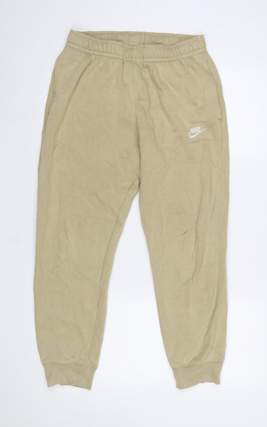 Nike Men's Beige Jogger Trousers S Regular Fit Elastic Waist