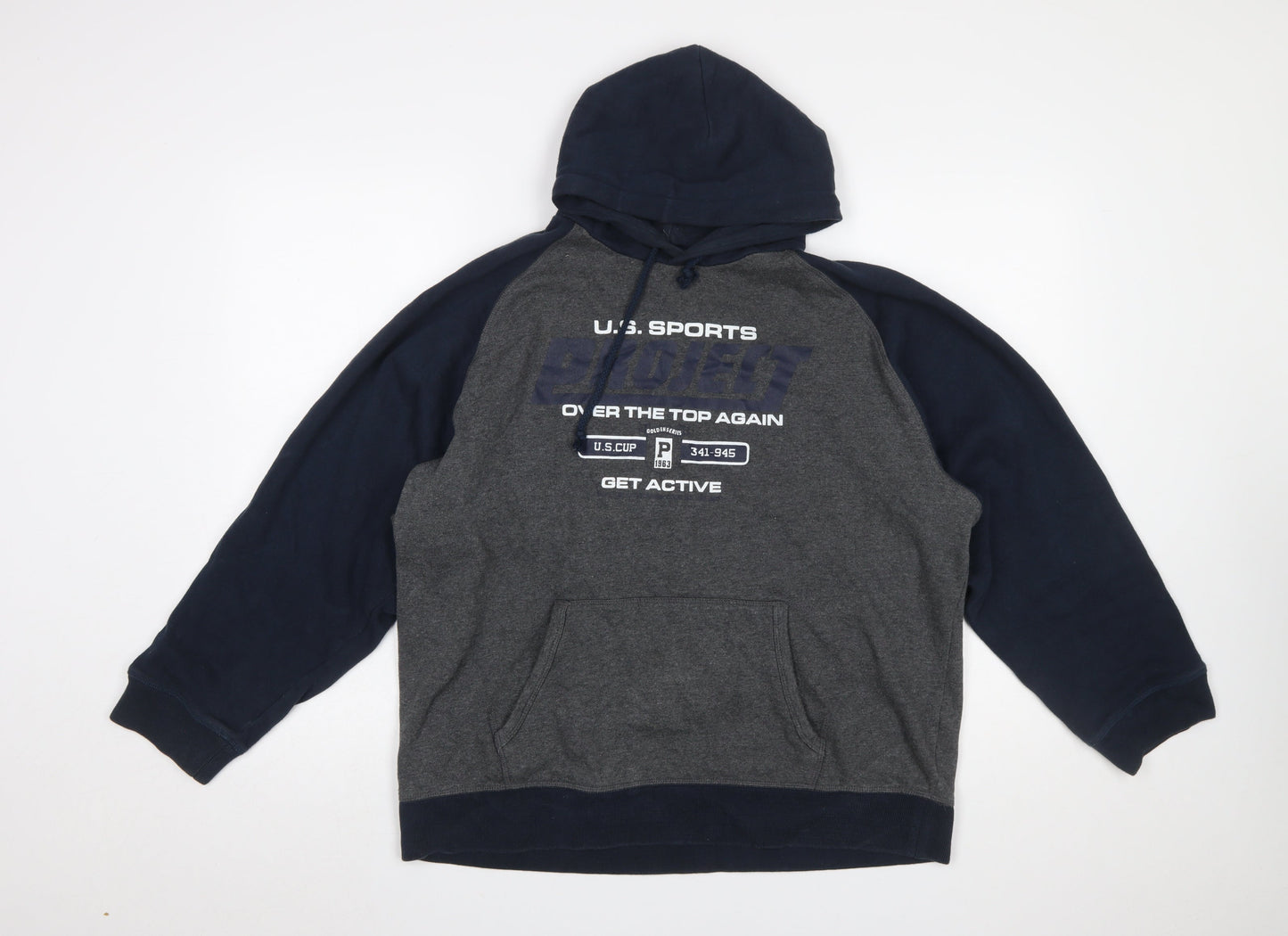 vanVaan Women’s Grey & Navy Pullover Hoodie XL Relaxed Fit Casual