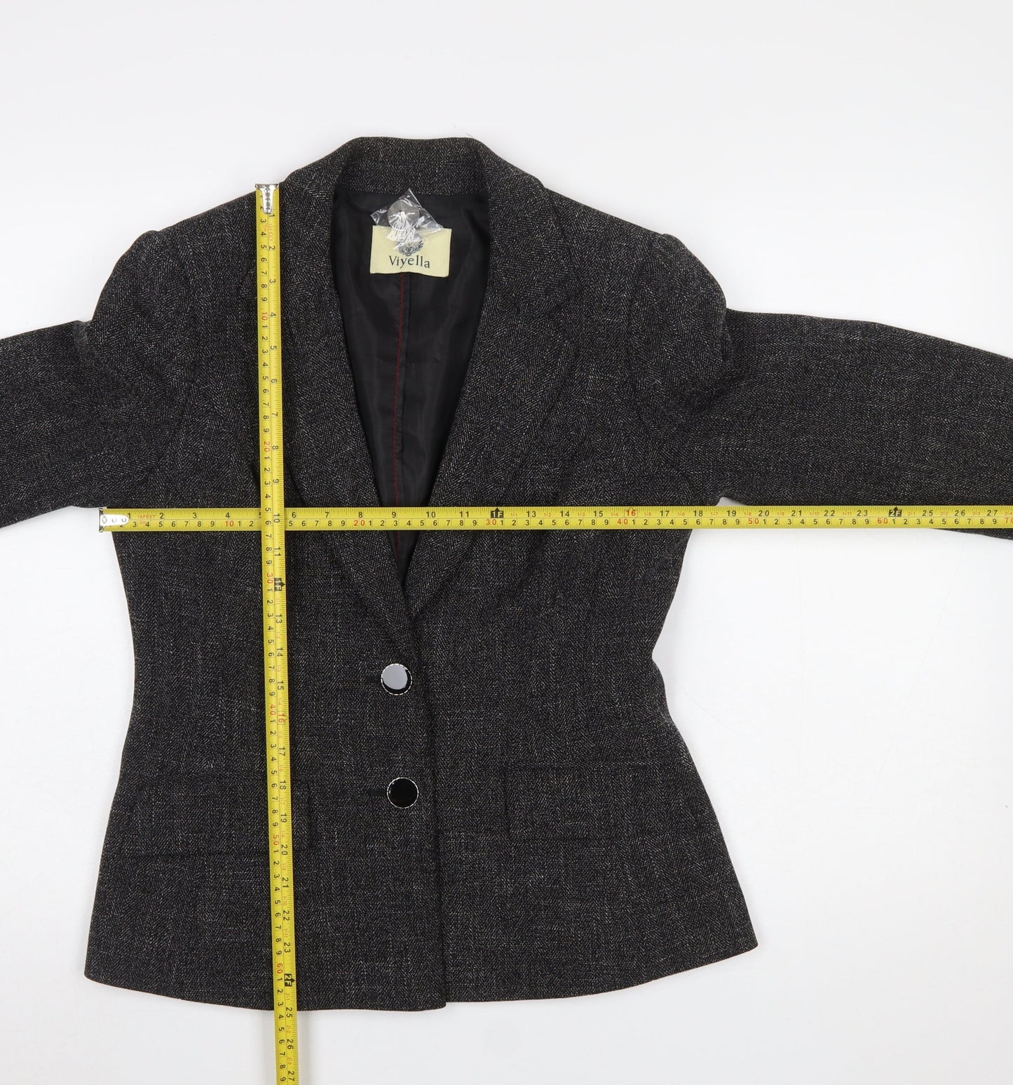 Viyella Women’s Grey Herringbone Blazer Jacket Size 10 Classic Fit