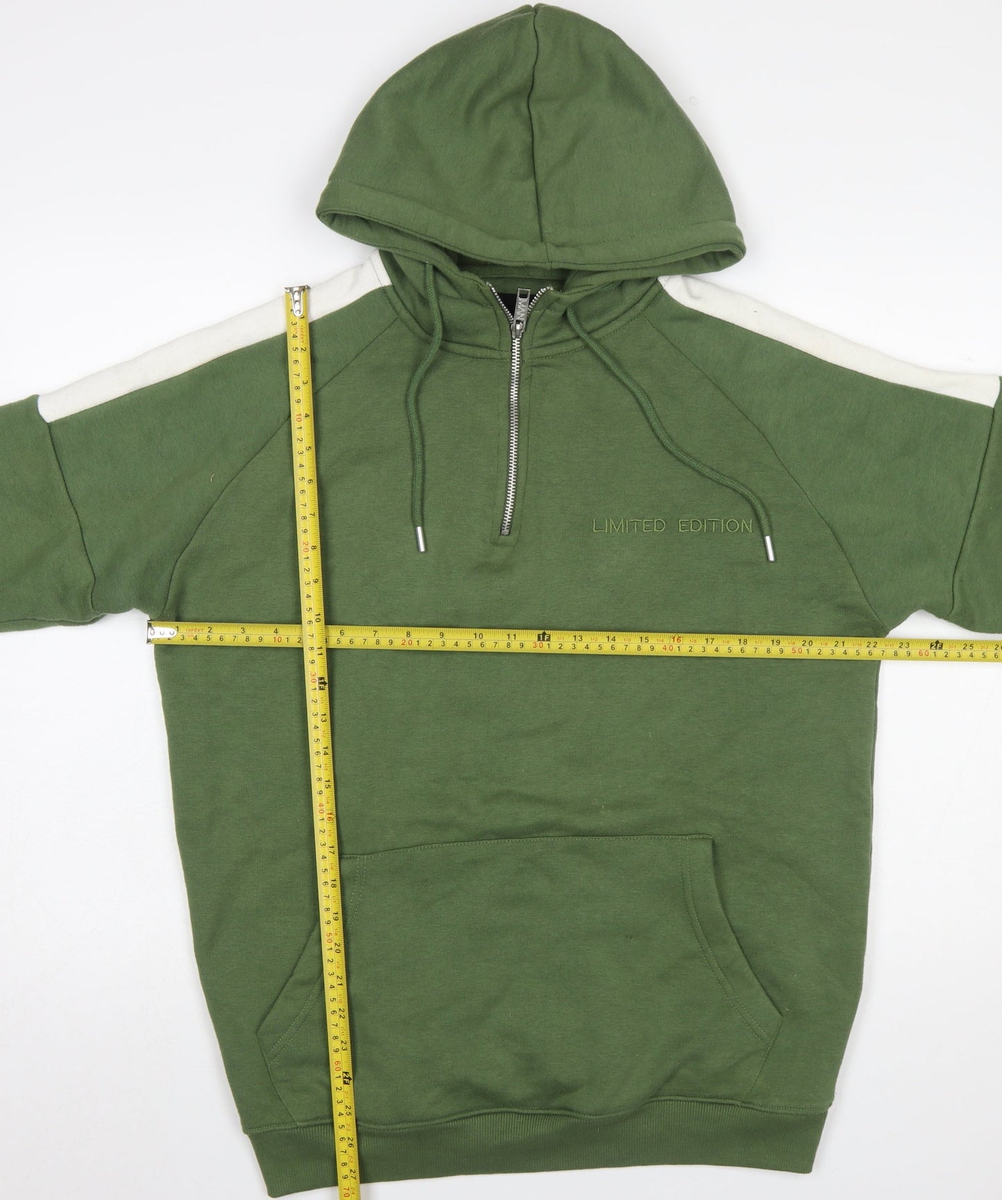 boohooMAN Men's Green 1/2 Zip Hoodie Size M Casual Regular Fit
