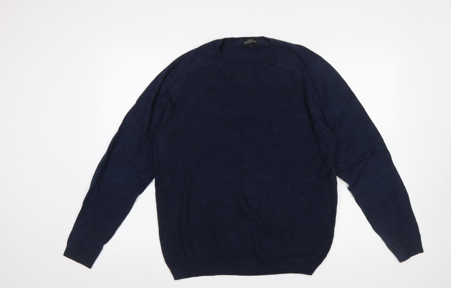 Next Men's Blue Cotton Crew Neck Pullover Jumper Size M