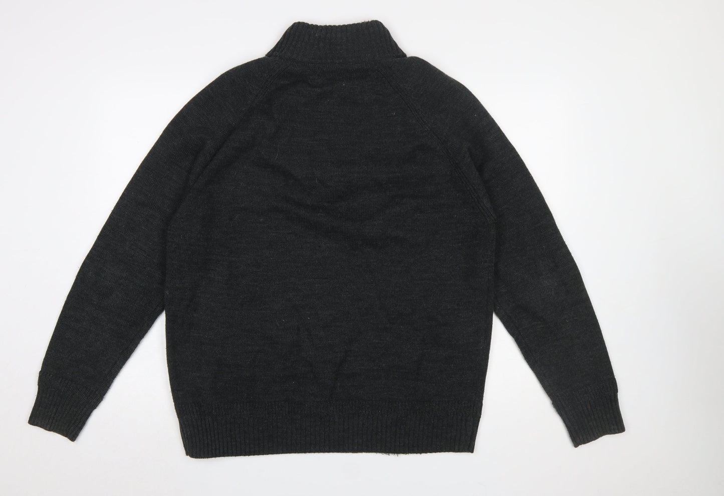 F&F Men's Black XL Henley High Neck Faux Fur Lined Jumper