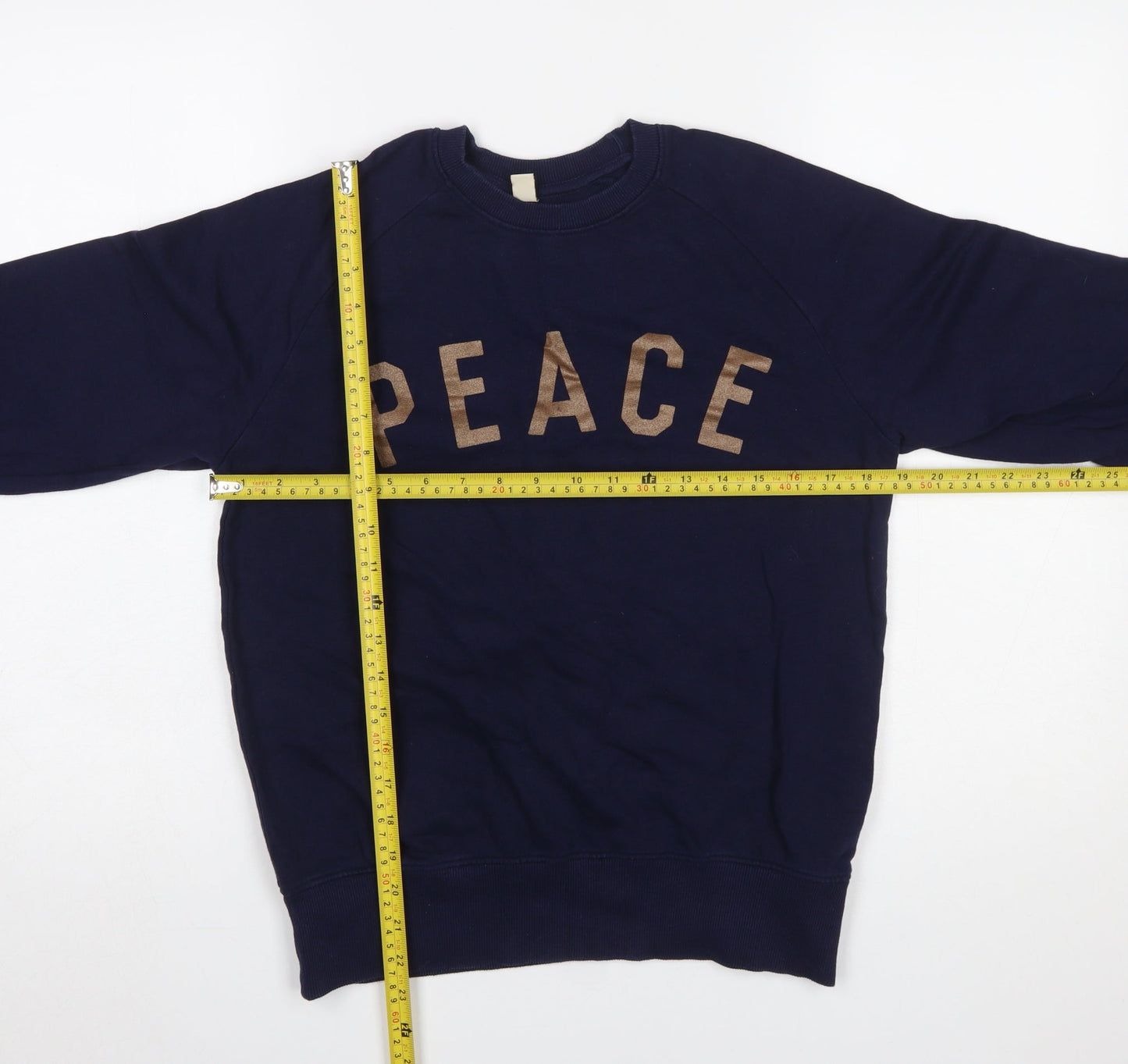 Earth Positive Women Navy Blue Peace Graphic Crew Sweatshirt XS