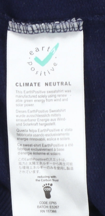 Earth Positive Women Navy Blue Peace Graphic Crew Sweatshirt XS