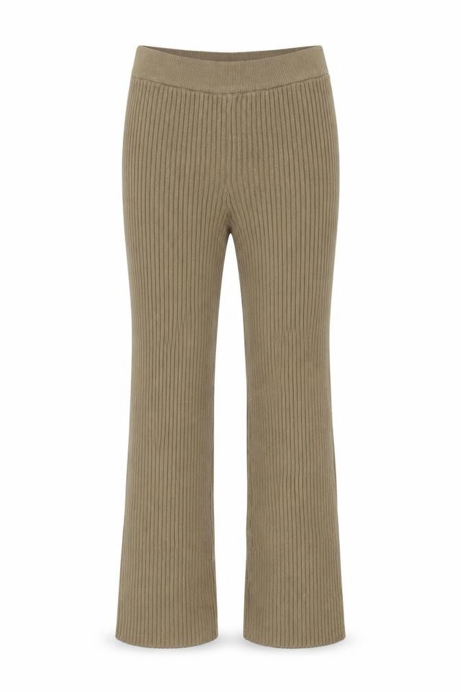 NA-KD Women’s Beige Ribbed Knit High Rise Leggings Size S