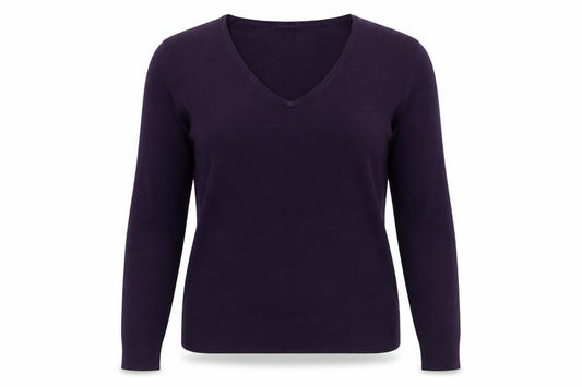 Marks & Spencer Women's Purple V-Neck Acrylic Jumper UK 14