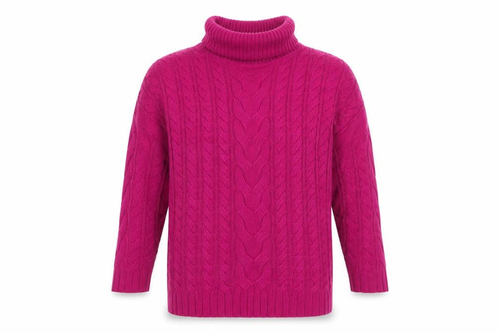 Ellie B Womens Pink Cable Knit Roll Neck Jumper Size 10