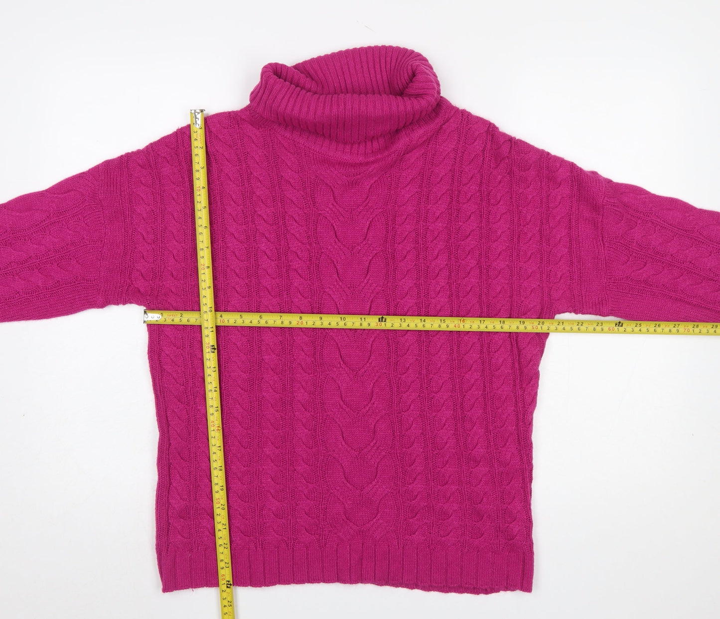 Ellie B Womens Pink Cable Knit Roll Neck Jumper Size 10