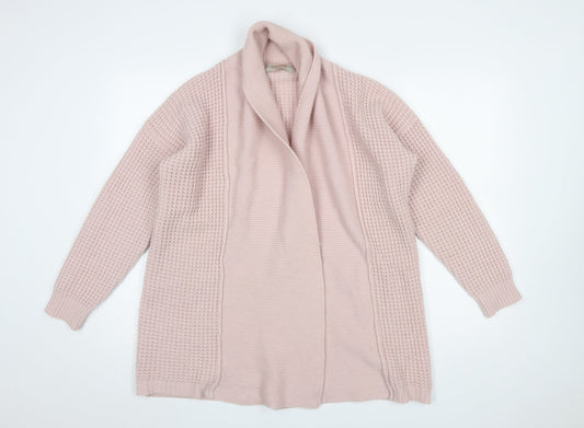 Luisa Conti Women Pink Wool Blend Open Knit Long Sleeve Cardigan S