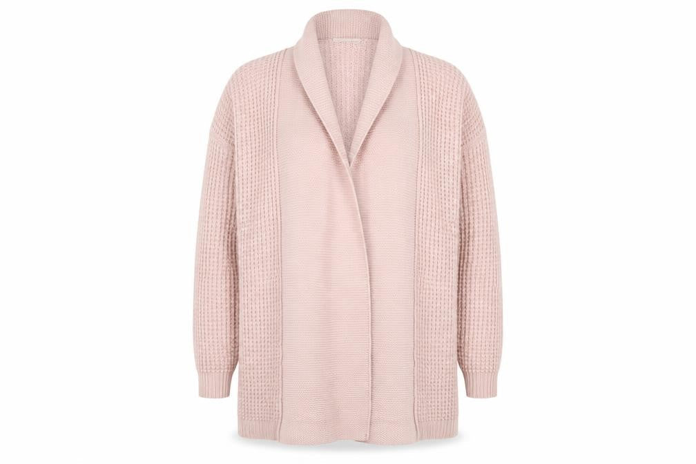Luisa Conti Women Pink Wool Blend Open Knit Long Sleeve Cardigan S