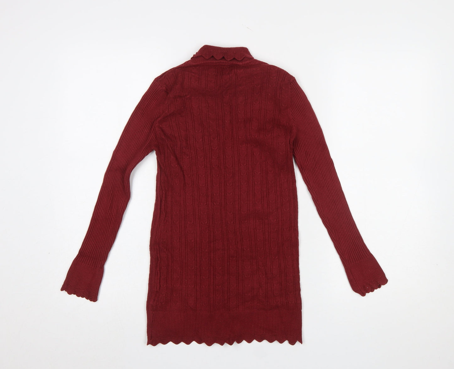 Calico Women's Red Cable Knit Mock Neck Long Sleeve Pullover Jumper M