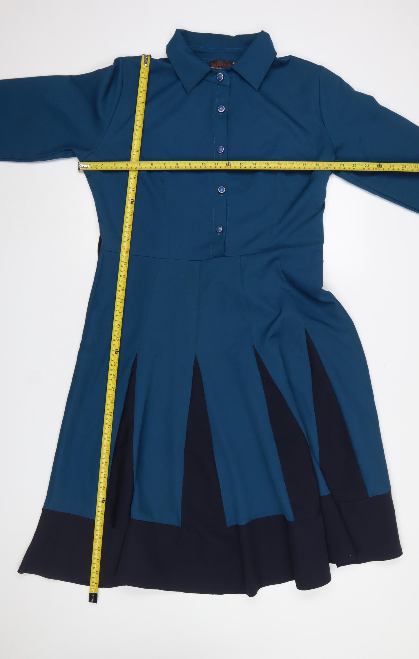 Miss Leyla Women Blue Fit & Flare Knee Length Collared Dress Size 18