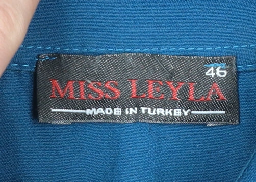 Miss Leyla Women Blue Fit & Flare Knee Length Collared Dress Size 18