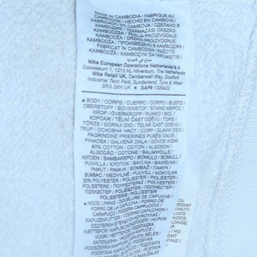 Nike Men's White Pullover Hoodie L Fleece Sportswear