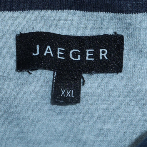 Jaeger Men's Blue 2XL Striped Collared Pullover Sweatshirt
