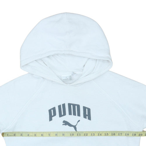 Puma Women White Hoodie Pullover Sweatshirt Size M Cotton Blend