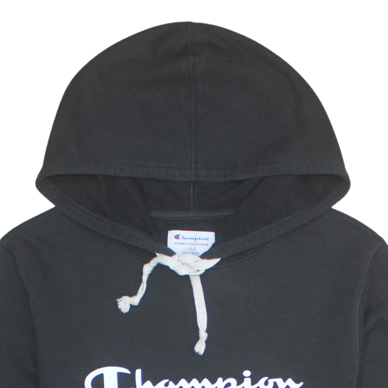 Champion Men's Black Pullover Hoodie L Hooded Sports Sweatshirt