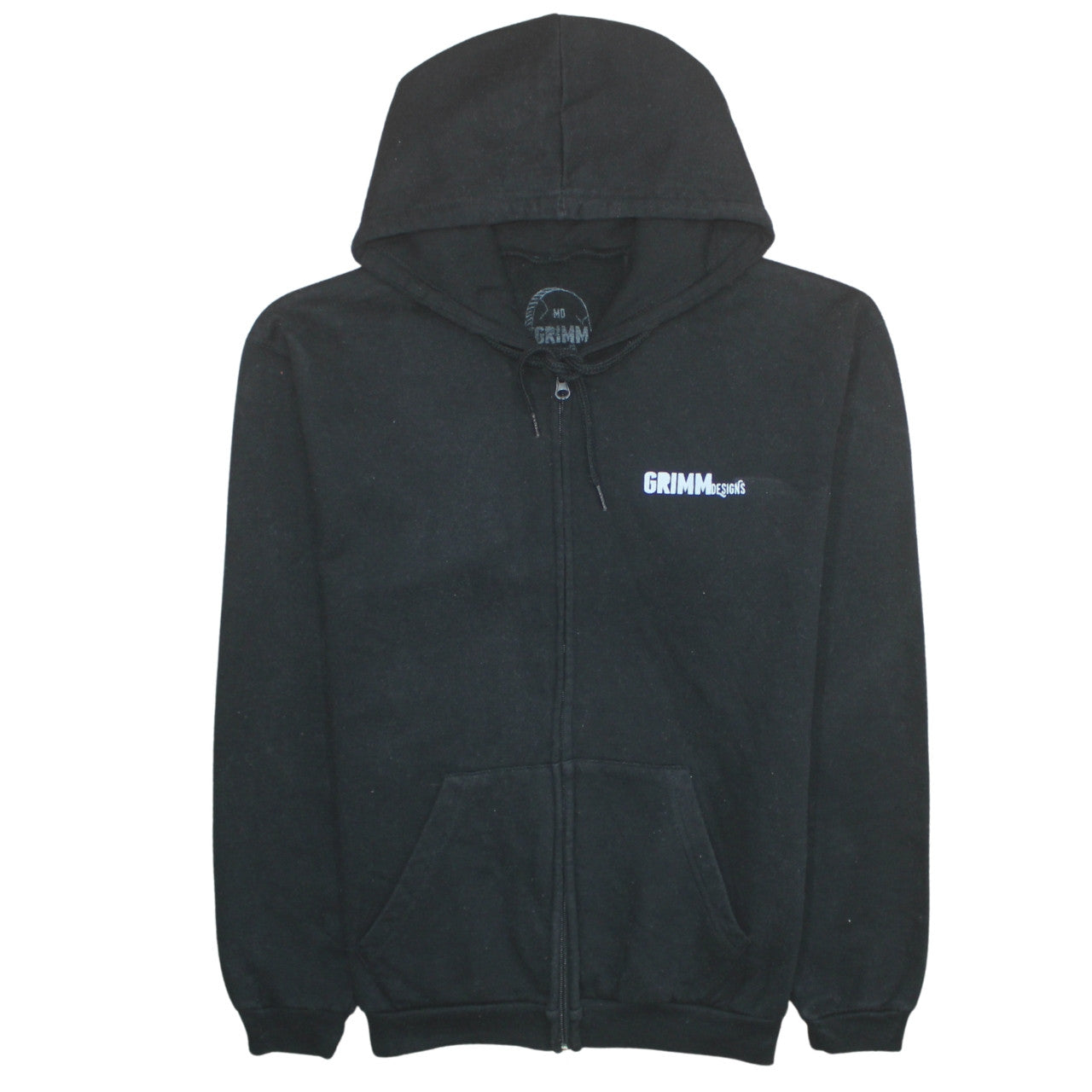 Grimm Designs Black Full Zip Hoodie Women Medium Skull Graphic