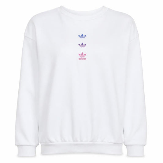 Adidas Women White Crew Neck Pullover Sweatshirt UK 4 Cotton Blend