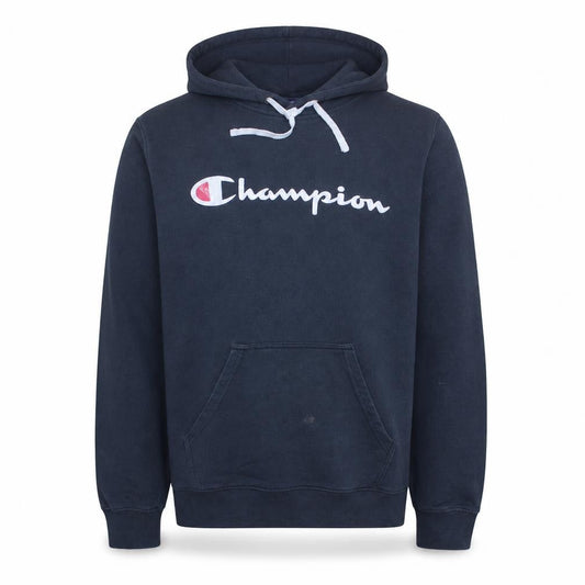 Champion Mens Blue Pullover Hoodie Small Logo Fleece Sweatshirt