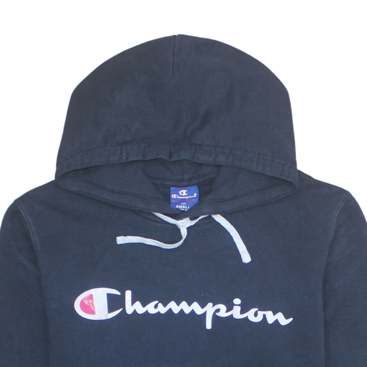 Champion Mens Blue Pullover Hoodie Small Logo Fleece Sweatshirt