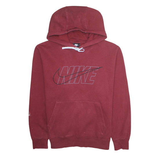 Nike Mens Red Pullover Hoodie L Regular Fit Graphic Logo Fleece