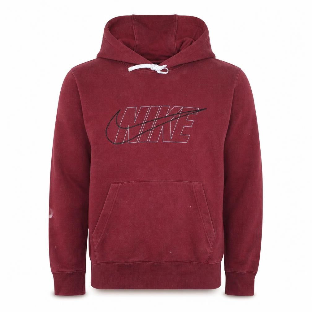 Nike Mens Red Pullover Hoodie L Regular Fit Graphic Logo Fleece