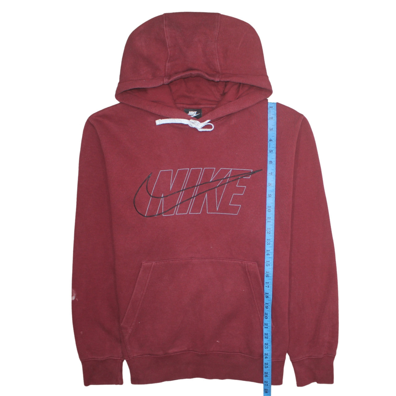 Nike Mens Red Pullover Hoodie L Regular Fit Graphic Logo Fleece