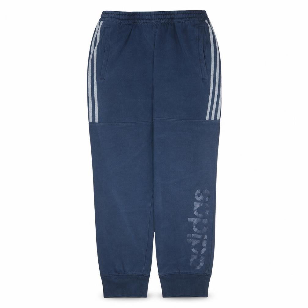 Adidas Men's Blue Cotton Joggers L Logo Tapered Fit