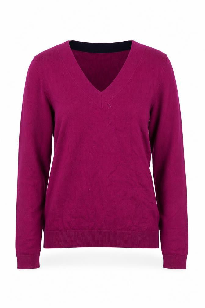 Boden Women's Purple V-Neck Wool Pullover Jumper XS
