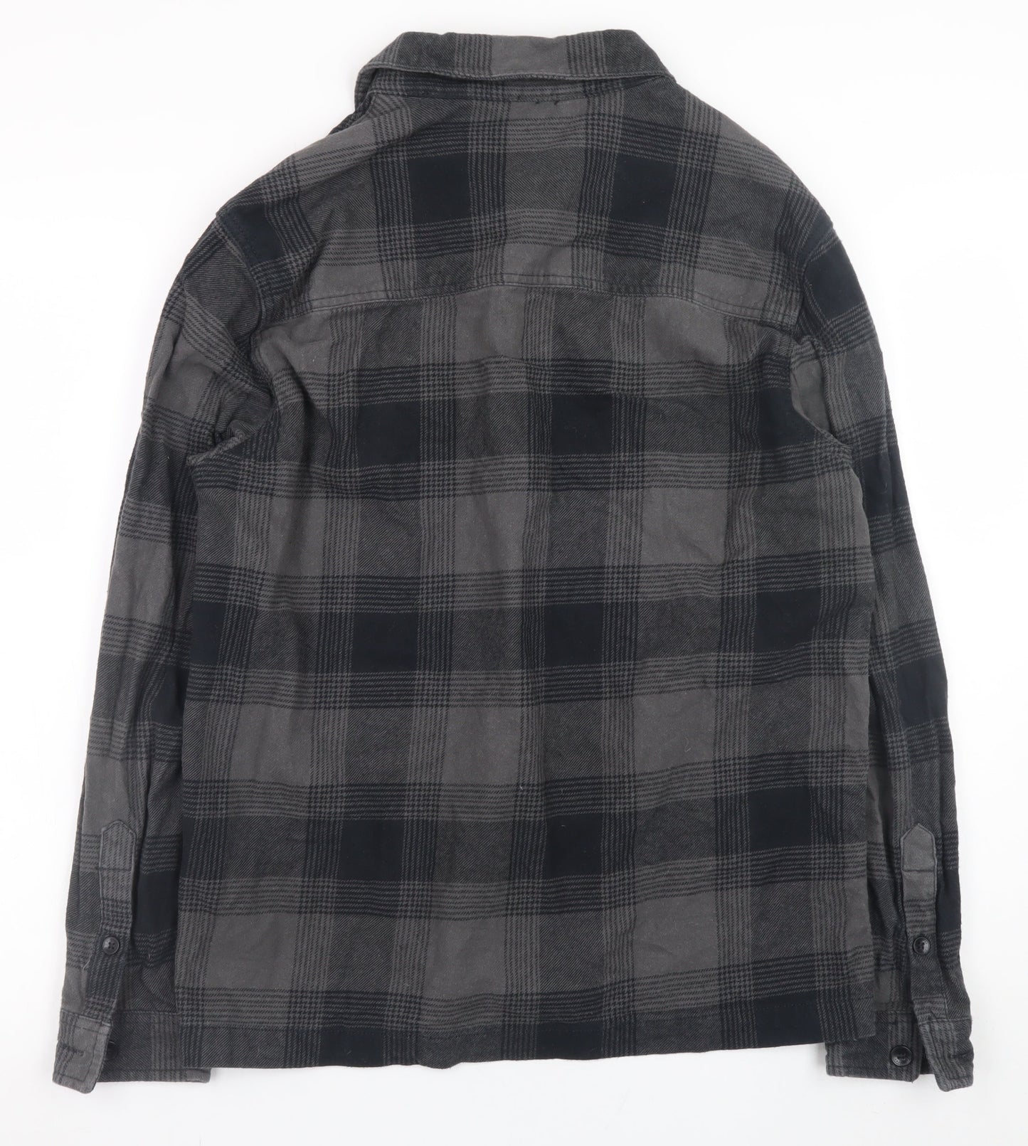 Firetrap Men's Grey Check Flannel Button-Up Shirt Size L