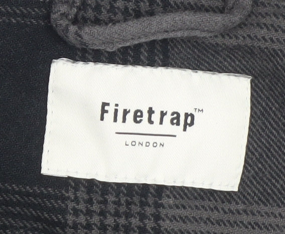 Firetrap Men's Grey Check Flannel Button-Up Shirt Size L