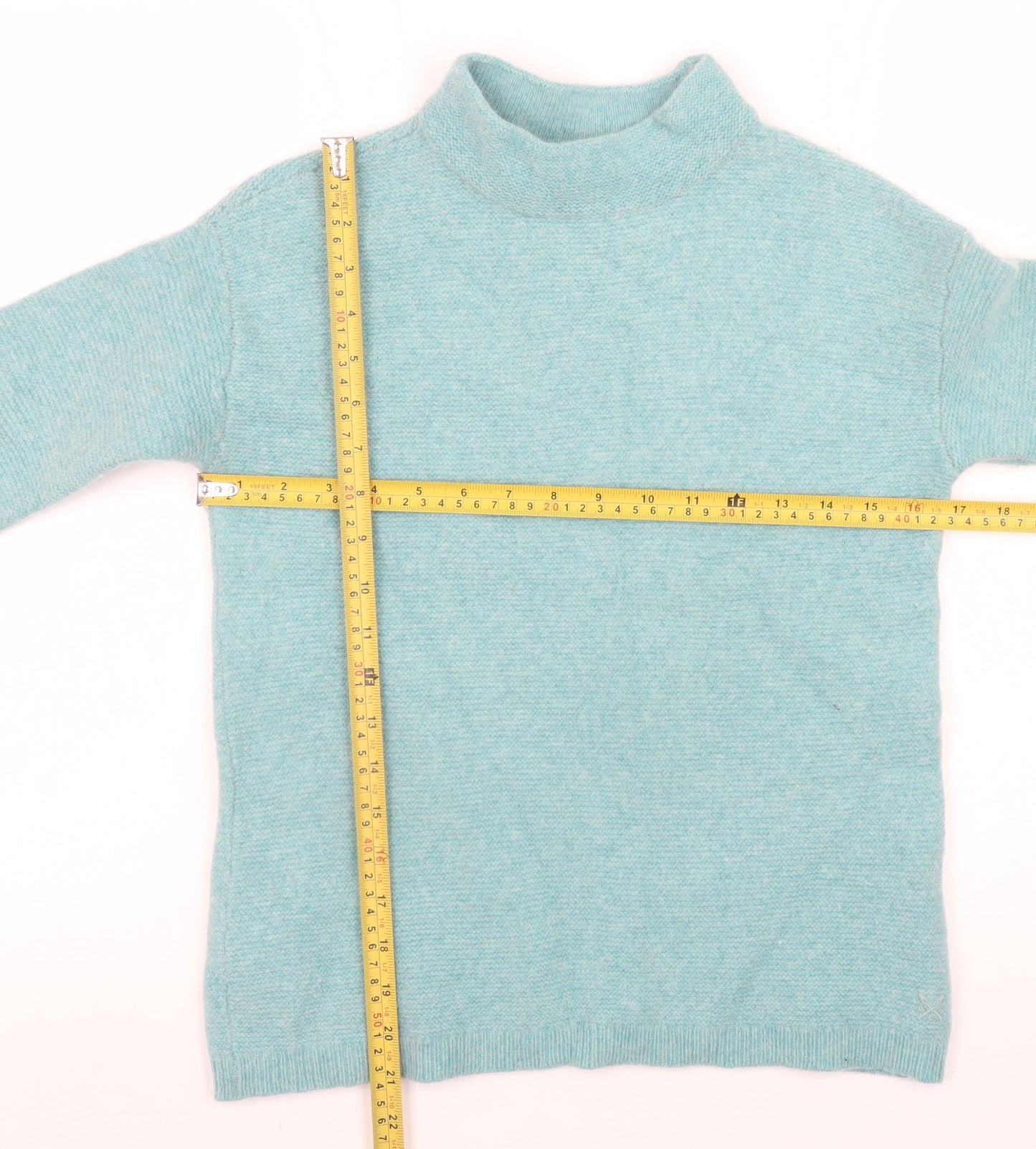 Crew Clothing Women’s Blue Wool Mock Neck Jumper Size 8