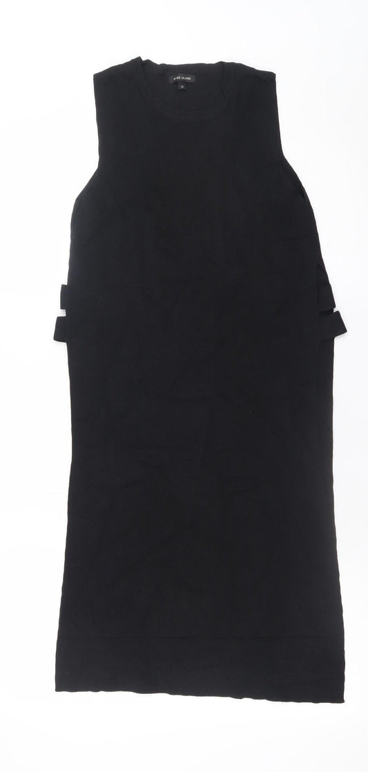River Island Women’s Black Shift Knit Dress Size 10 Sleeveless Classic