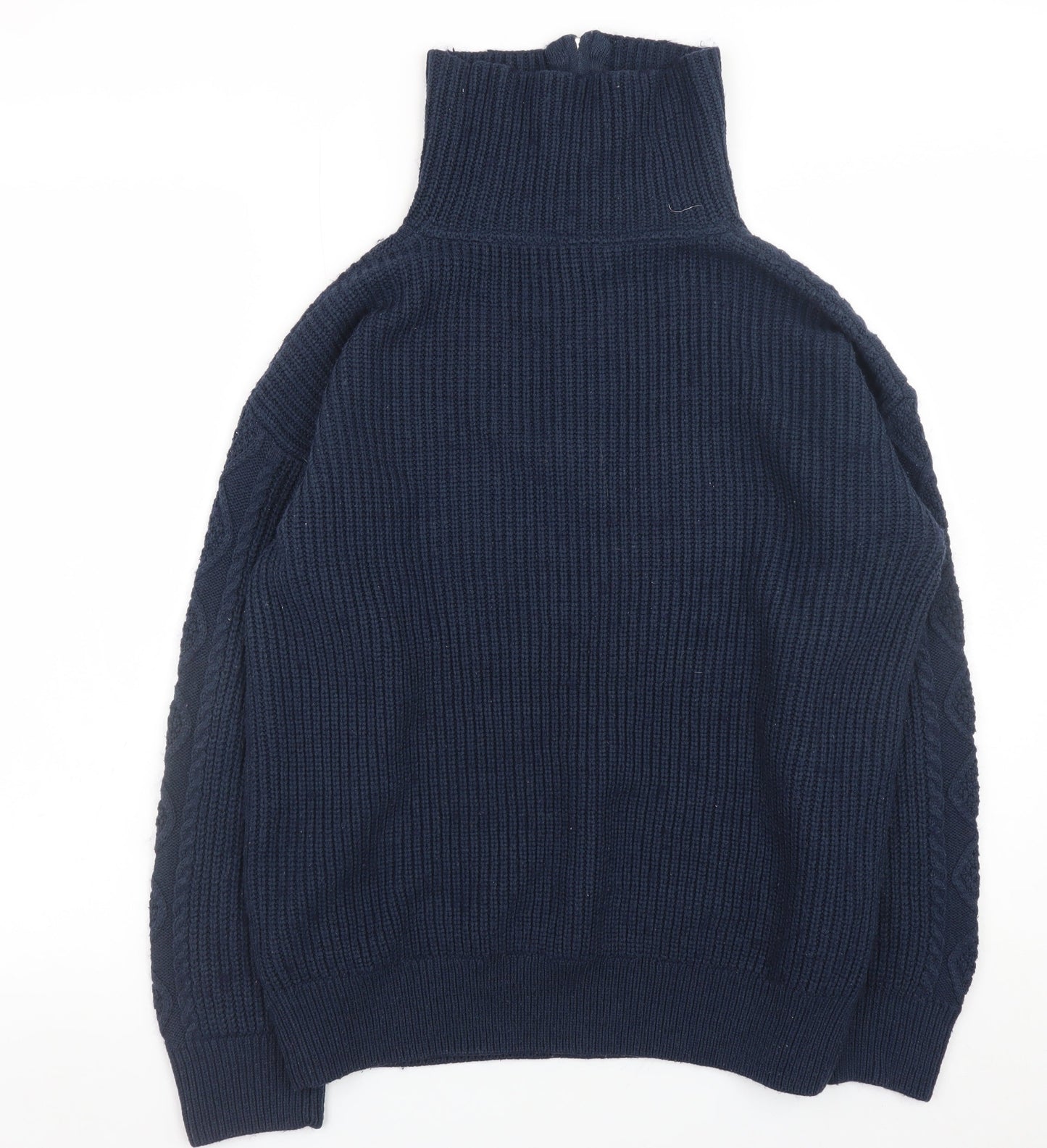 Crew Clothing Company Women’s Navy Blue Cable-Knit Half Zip Jumper Size 14