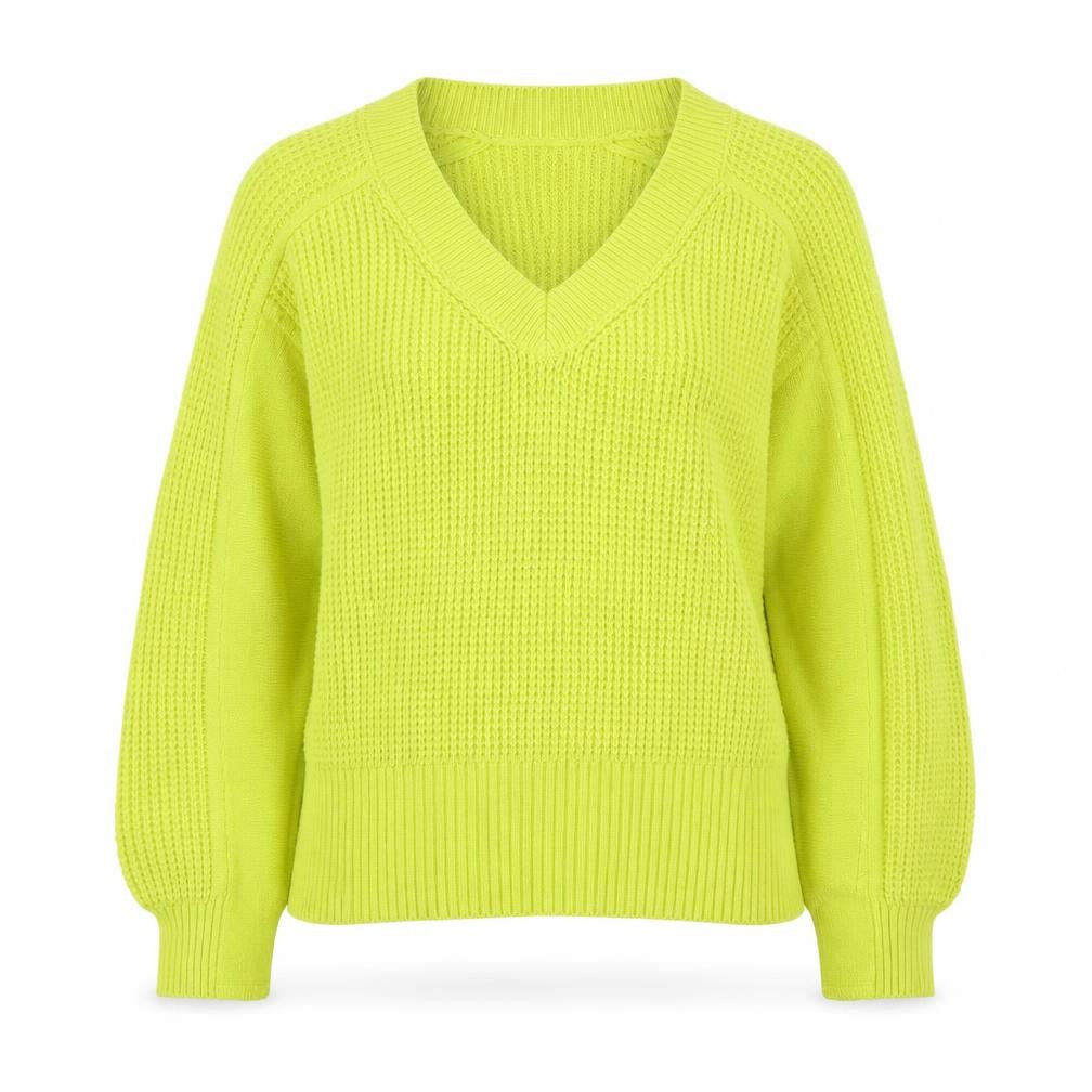 NEXT Women's Yellow V-Neck Chunky Knit Pullover Jumper Size M
