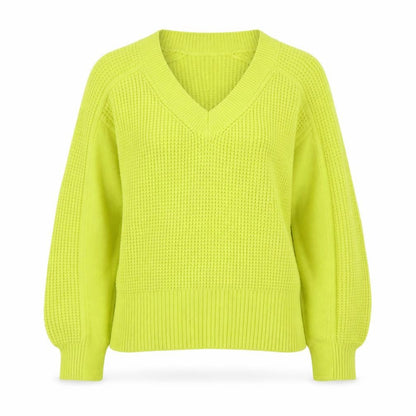 Next Women's Yellow V-Neck Chunky Knit Pullover Jumper Size M