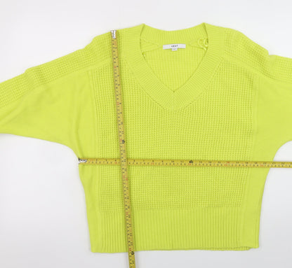 Next Women's Yellow V-Neck Chunky Knit Pullover Jumper Size M