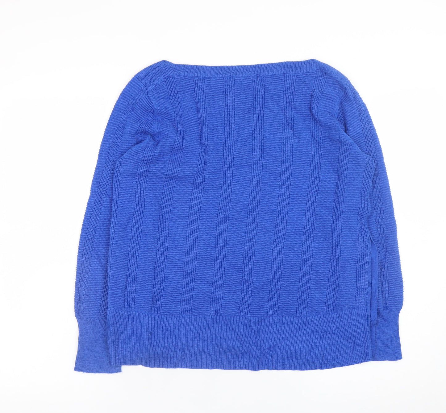 Marks and Spencer Women's Blue Boat Neck Button Pullover Jumper Size 14
