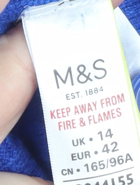 Marks and Spencer Women's Blue Boat Neck Button Pullover Jumper Size 14