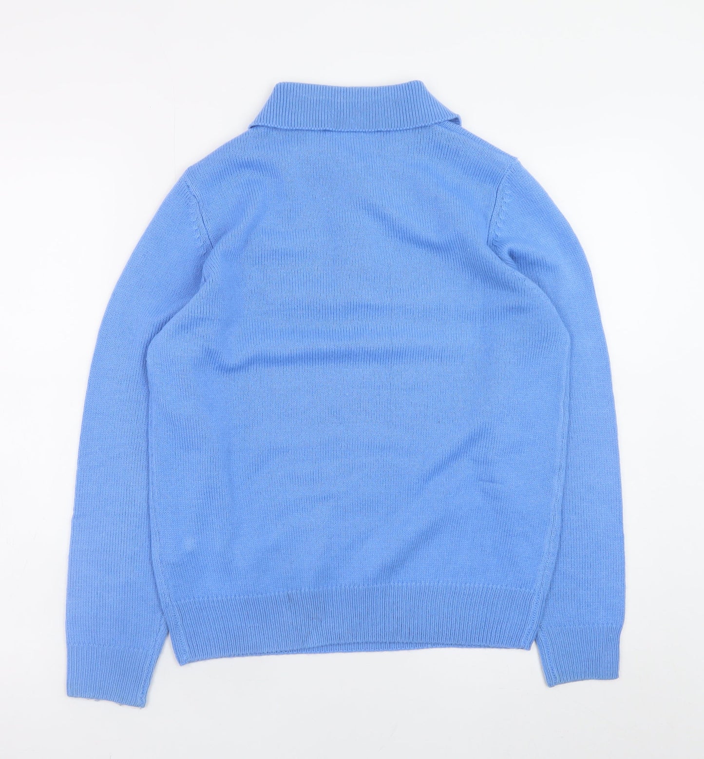 Damart Women's Blue Collared Henley Knit Jumper Size 10/12